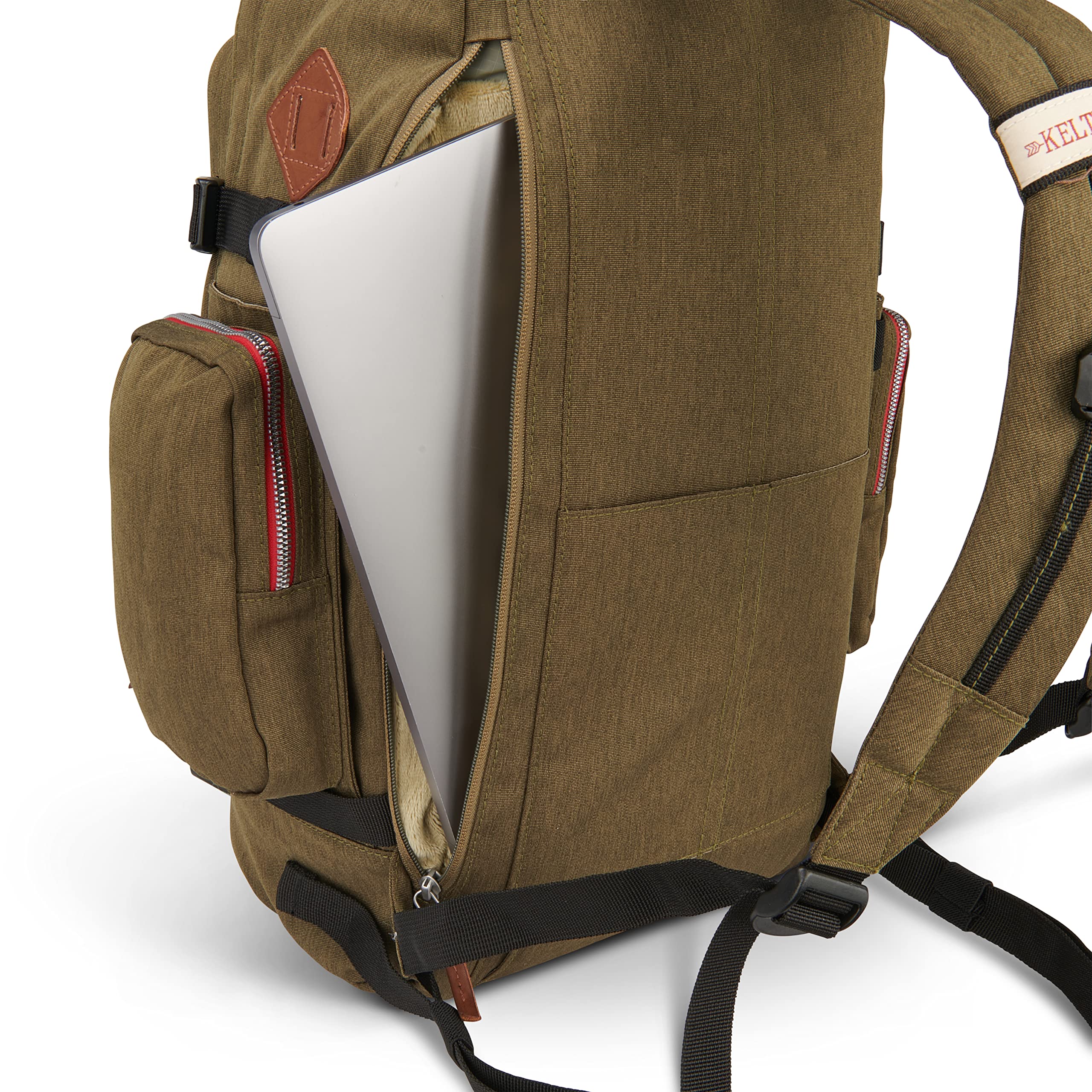 Kelty Fairbank 29L - Origins Collection Backpack, 29L Daypack with Classic Design, Padded Laptop Sleeve, Hydration Compatible, TSA Carry On Friendly, Vegan Leather Accents, 2023 (Burnt Olive) - Image 8